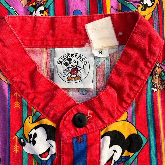 Vintage 90s Disney Mickey Mouse Western Button-Down Shirt - Unisex Sz. S - VGUC - Picture 14 of 16